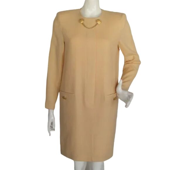 DÉPÈCHE MODE Dress, XL, Creamy Yellow, Chain Hardware, Long sleeves, Back Zipper - Picture 1 of 11